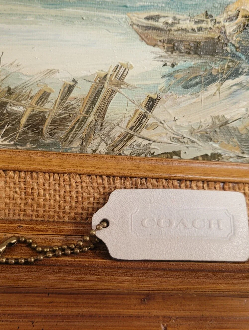 Coach Vintage White Leather Tag